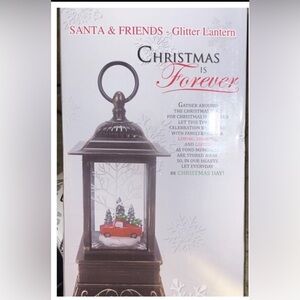 Christmas Is Forever-Santa & Friends Glitter Lantern 10.5”-Christmas Decor NEW